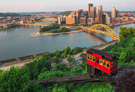 Skyline of downtown Pittsburgh and incline